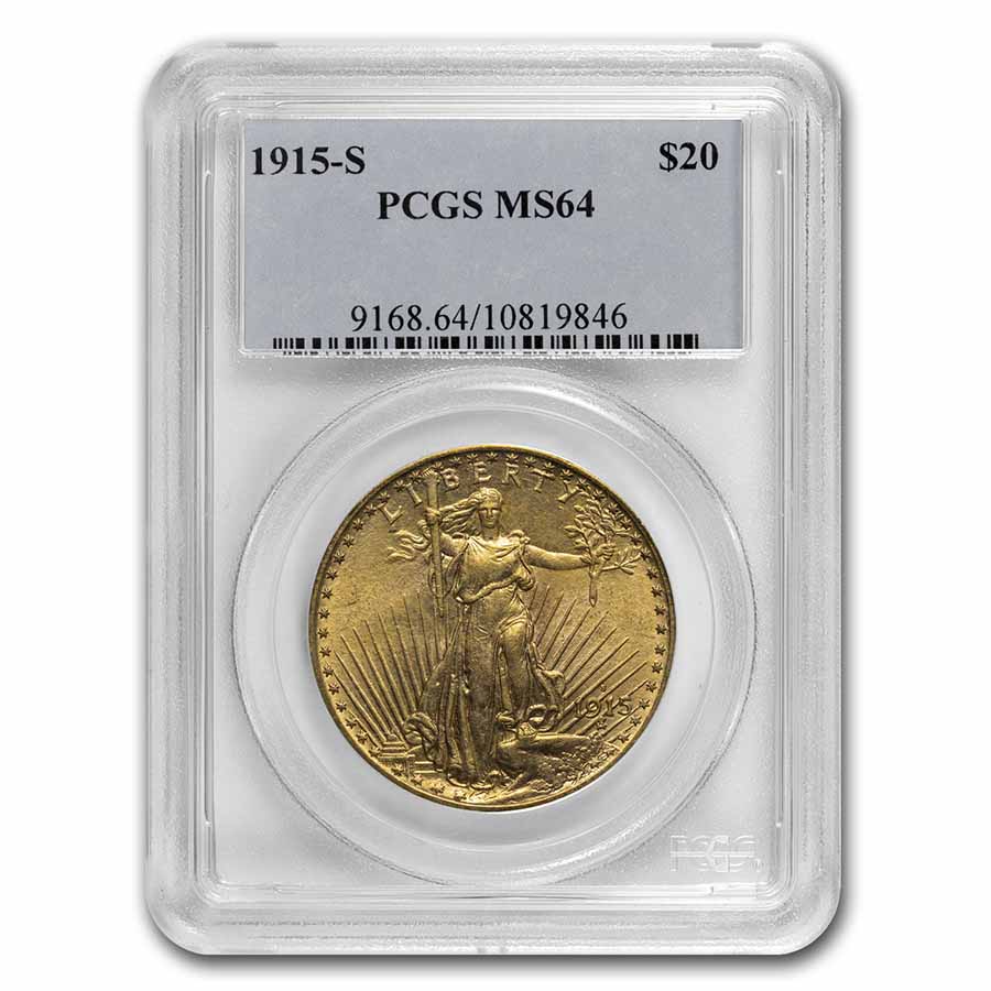 Buy 1915-S $20 Saint-Gaudens Gold Double Eagle MS-64 PCGS