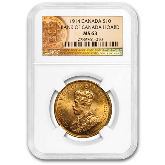 Buy 1914 Canada Gold $10 Reserve MS-63 NGC (Bank of Canada Hoard)
