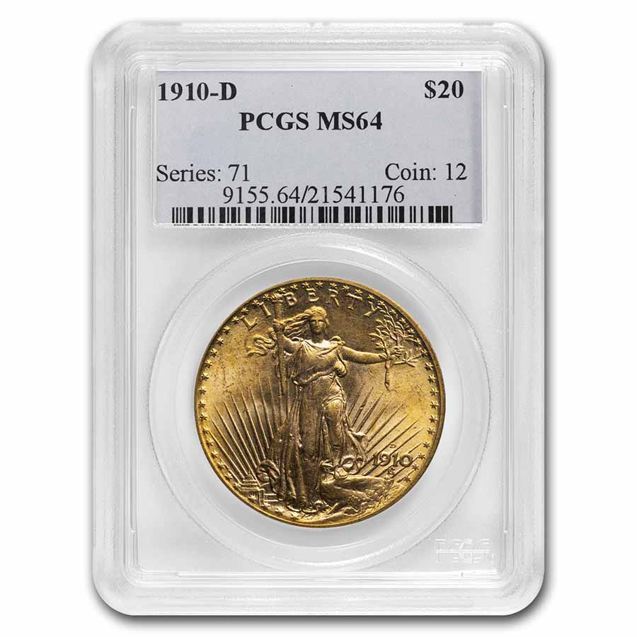 Buy 1910-D $20 Saint-Gaudens Gold Double Eagle MS-64 PCGS - Click Image to Close