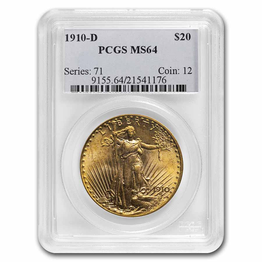 Buy 1910-D $20 Saint-Gaudens Gold Double Eagle MS-64 PCGS