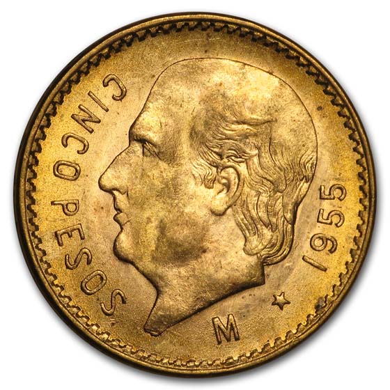 Buy 1955 Mexico Gold 5 Pesos BU
