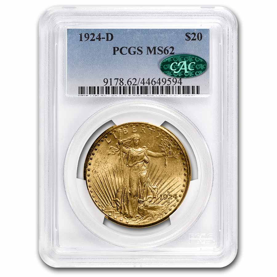 Buy 1924-D $20 Saint-Gaudens Gold Double Eagle MS-62 PCGS CAC