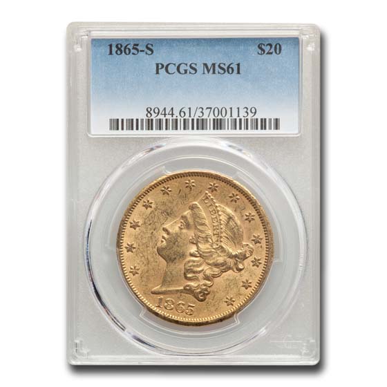 Buy 1865-S $20 Liberty Gold Double Eagle MS-61 PCGS