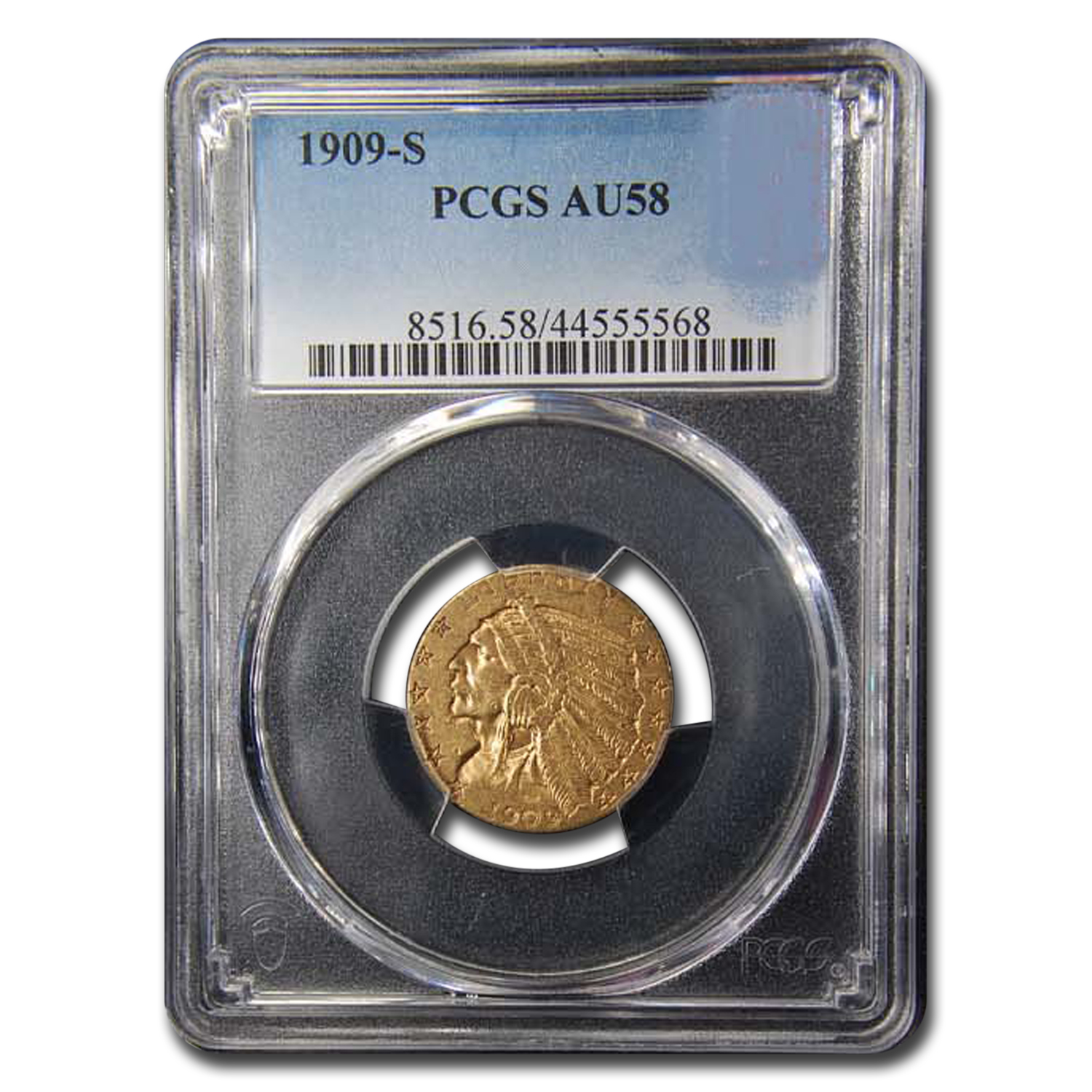 Buy 1909-S $5 Indian Gold Half Eagle AU-58 PCGS - Click Image to Close