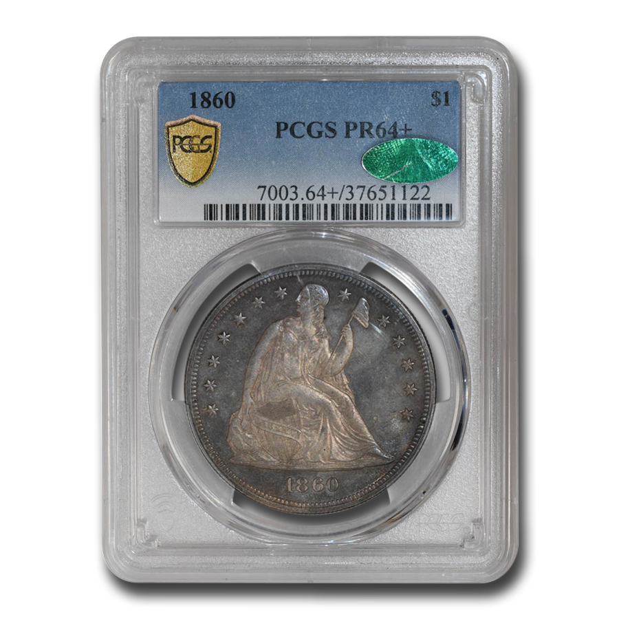 Buy 1860 Liberty Seated Dollar PR-64+ PCGS CAC - Click Image to Close