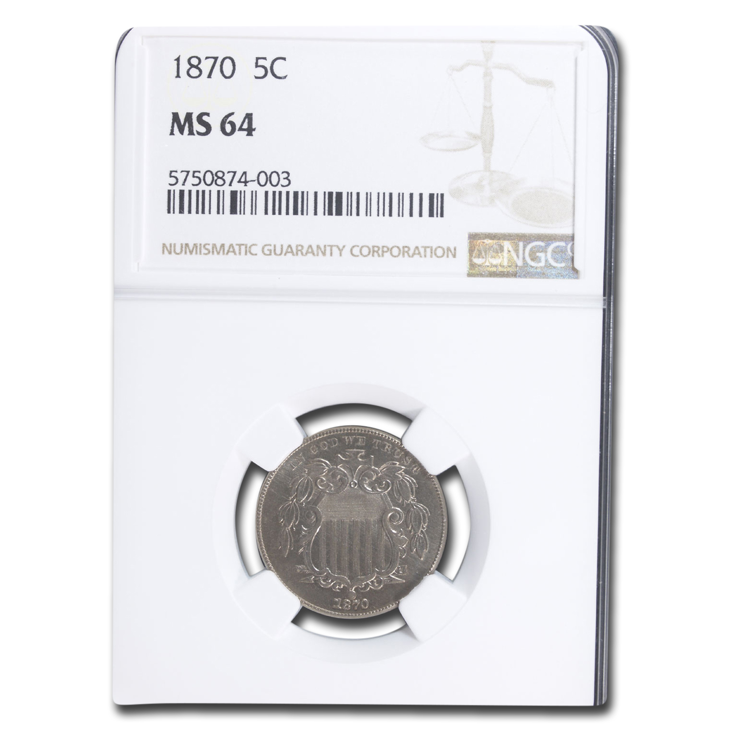 Buy 1870 Shield Nickel MS-64 NGC