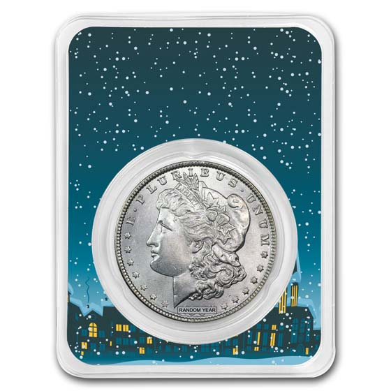 Buy 1878-1904 Morgan Silver Dollar BU - w/Snowy Village Card