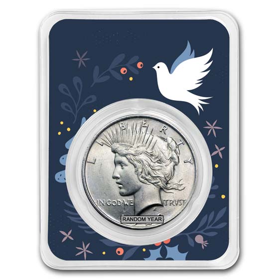 Buy 1922-1935 Peace Silver Dollar BU - w/Dove of Peace Card