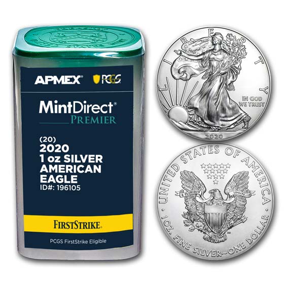 Buy 2020 1 oz Silver Eagles (20-Coin MD Premier + PCGS FS Tube)