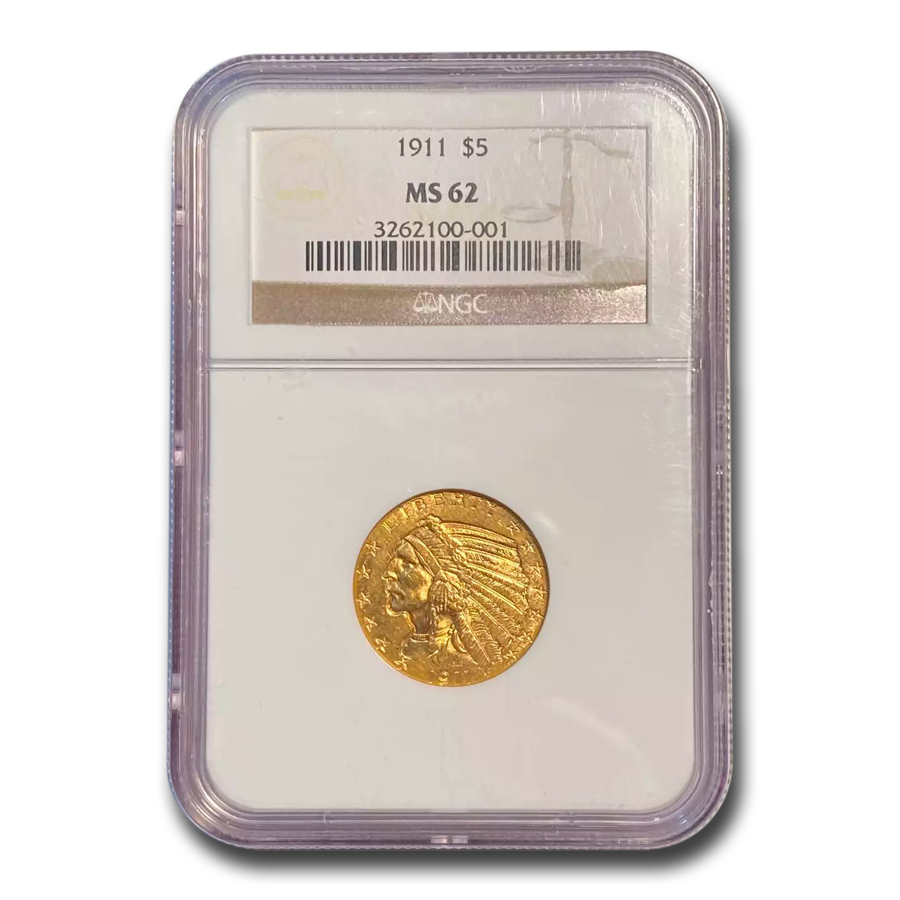 Buy 1911 $5 Indian Gold Half Eagle MS-62 NGC