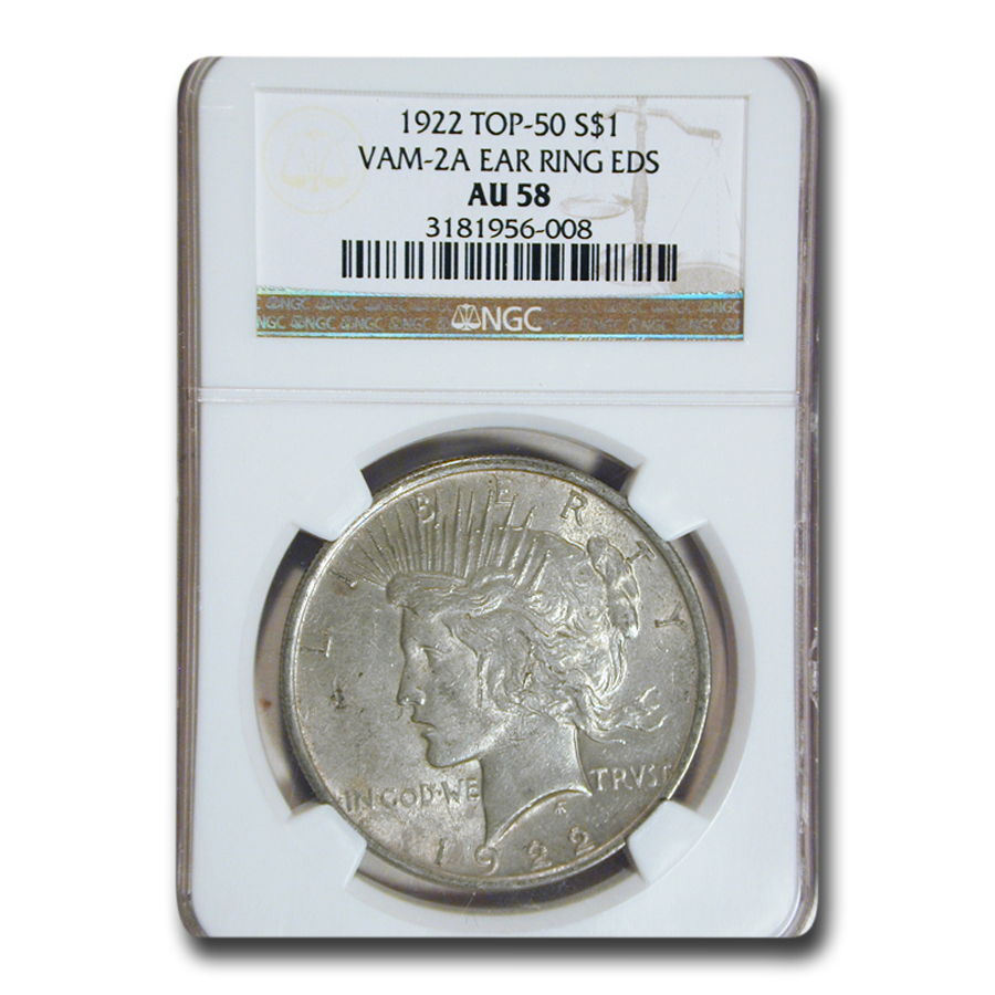 Buy 1922 Peace Dollar AU-58 NGC (VAM-2A Ear Ring EDS, Top-50)