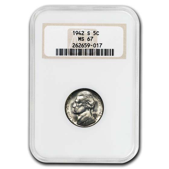 Buy 1942-S Silver Jefferson Nickel MS-67 NGC