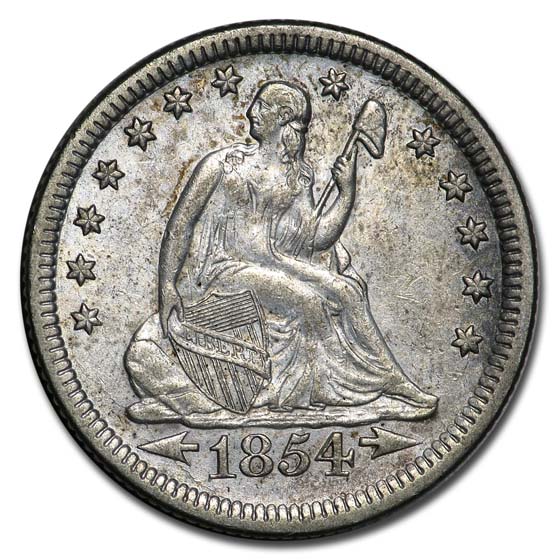 Buy 1854 Liberty Seated Quarter AU