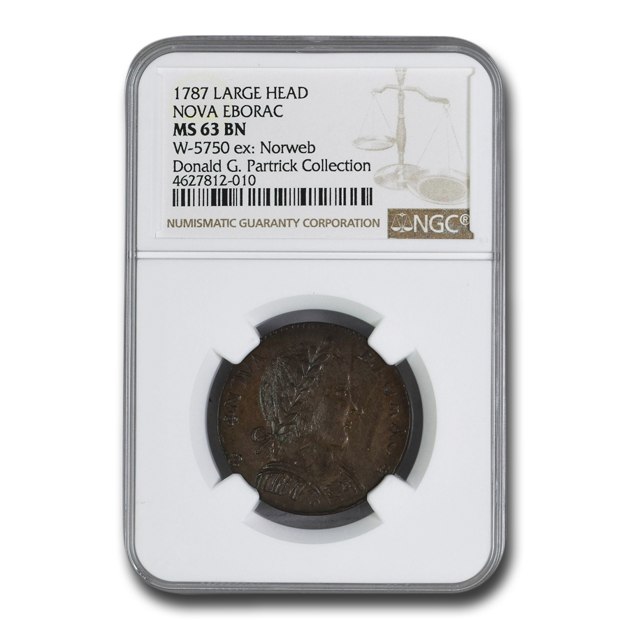 Buy 1787 Nova Eborac Copper MS-63 NGC (Brown, Large Head)