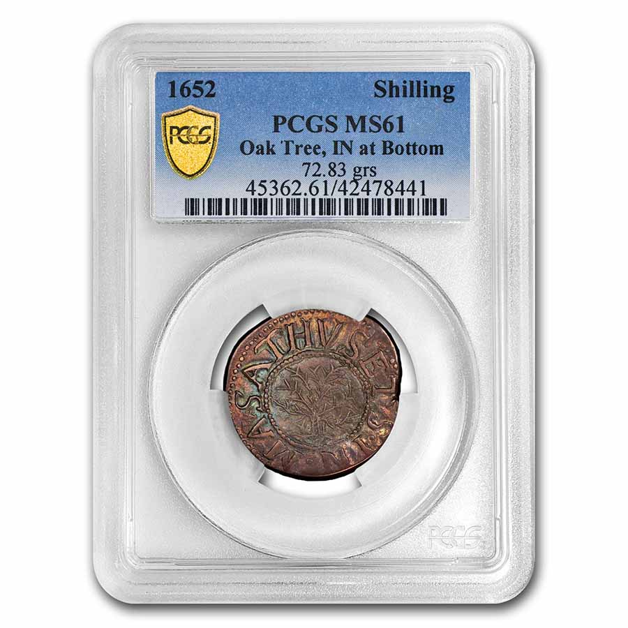 Buy 1652 Oak Tree Shilling "IN at BOT" Var MS-61 PCGS