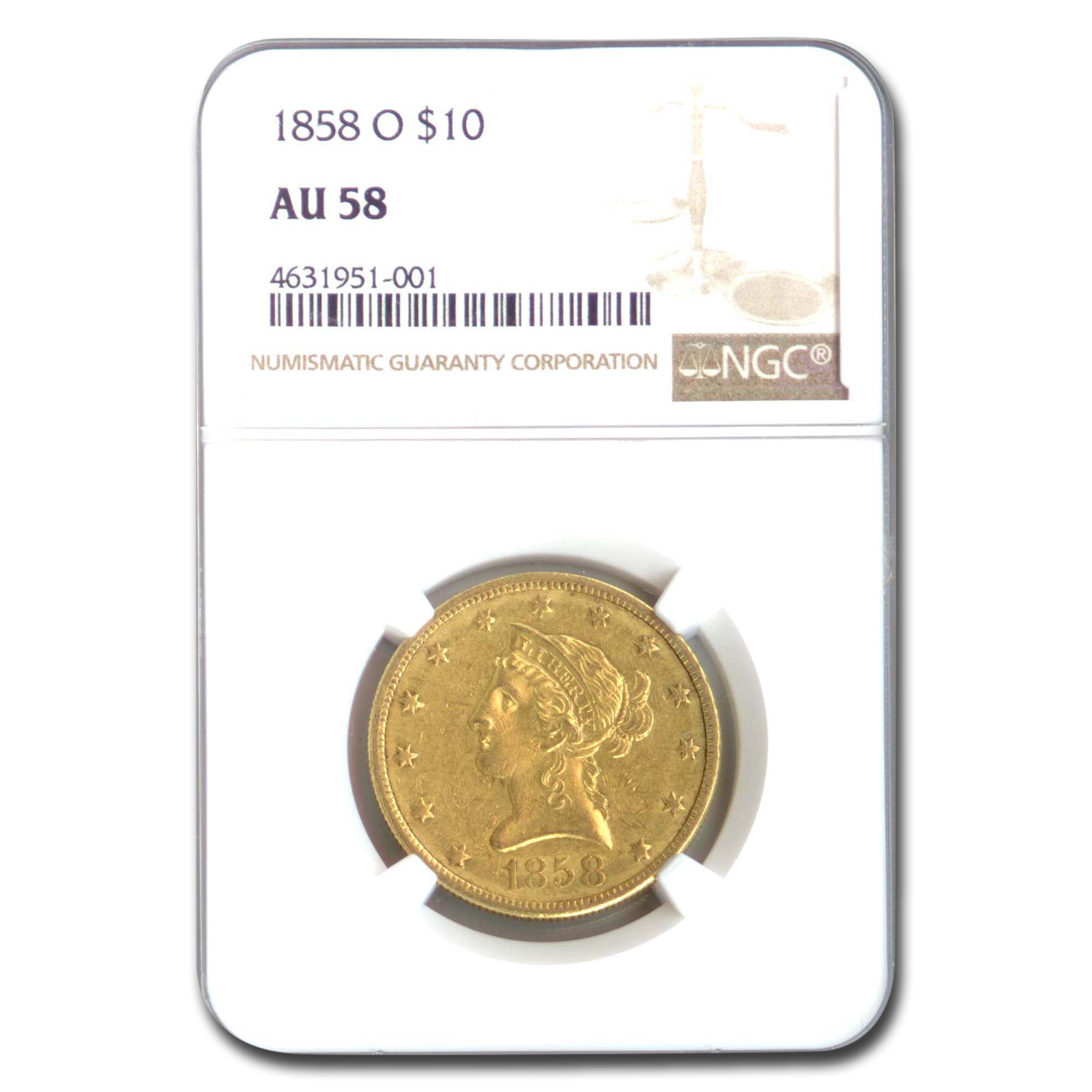 Buy 1858-O $10 Liberty Gold Eagle AU-58 NGC
