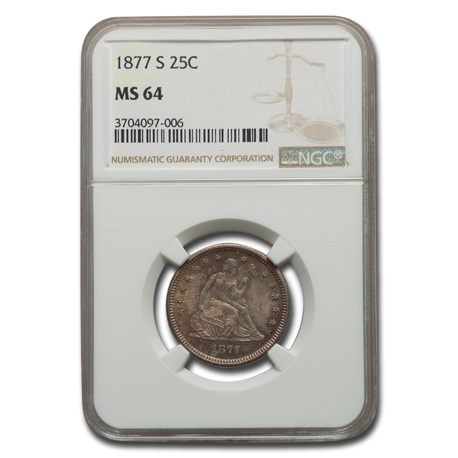 Buy 1877-S Liberty Seated Quarter MS-64 NGC