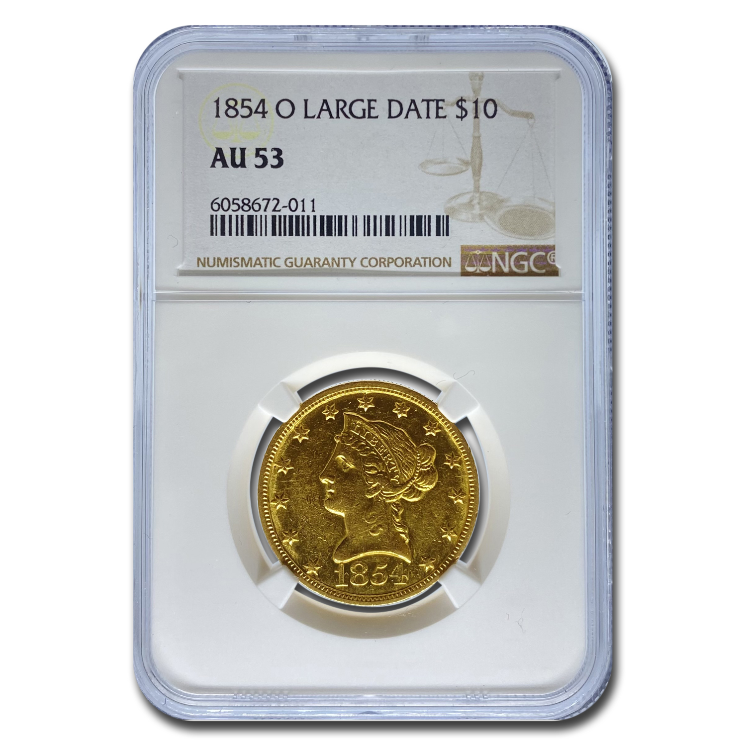 Buy 1854-O $10 Liberty Gold Eagle AU-53 NGC (Large Date)