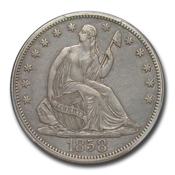 Buy 1858 Liberty Seated Half Dollar XF-45 PCGS