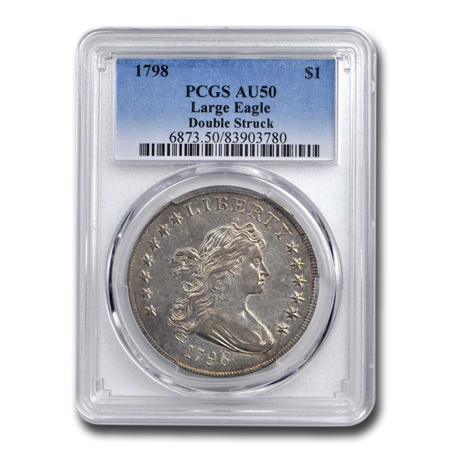 Buy 1798 Draped Bust Dollar AU-50 PCGS (Large Eagle, Double Struck) - Click Image to Close