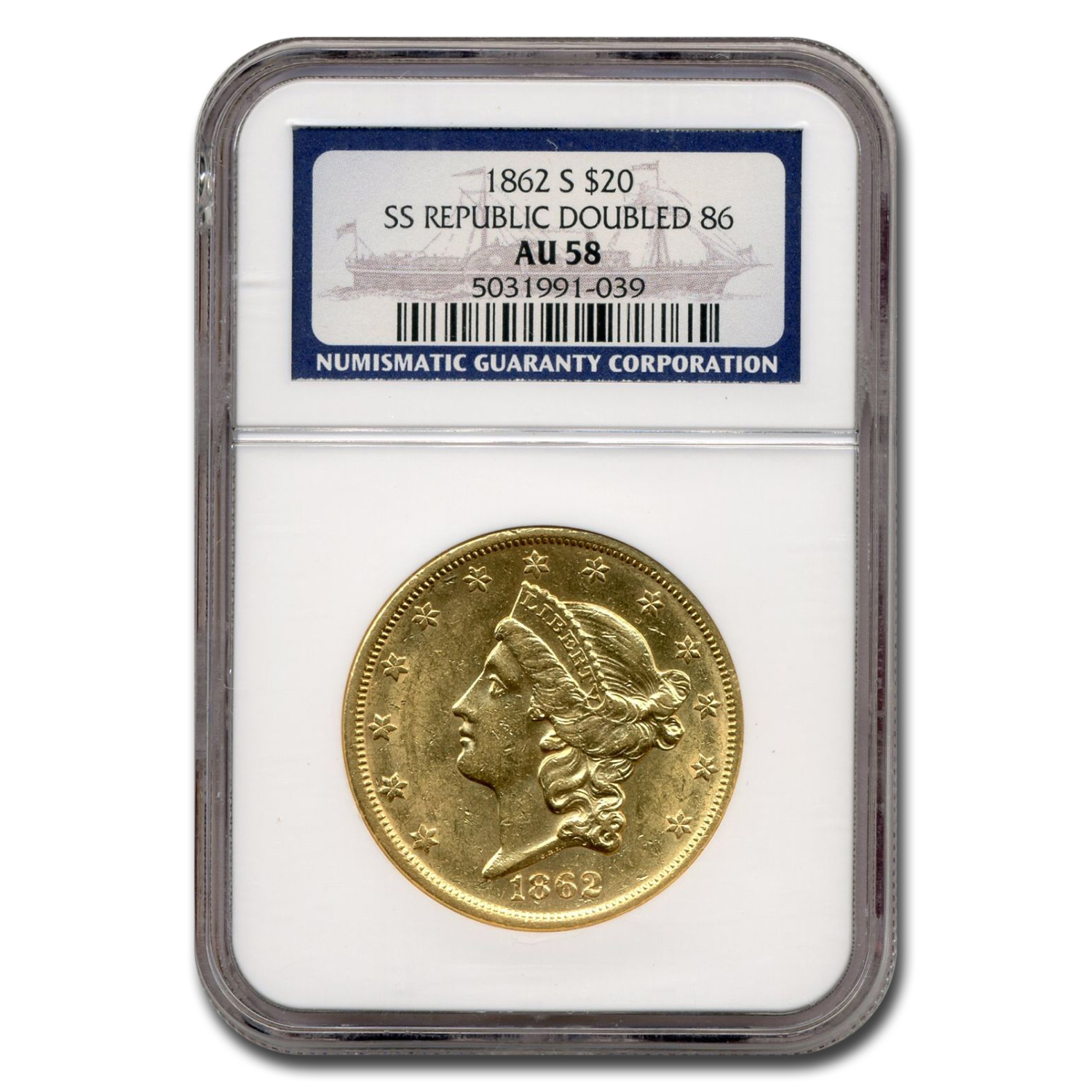 Buy 1862-S $20 Liberty Gold Double Eagle AU-58 SS - Click Image to Close
