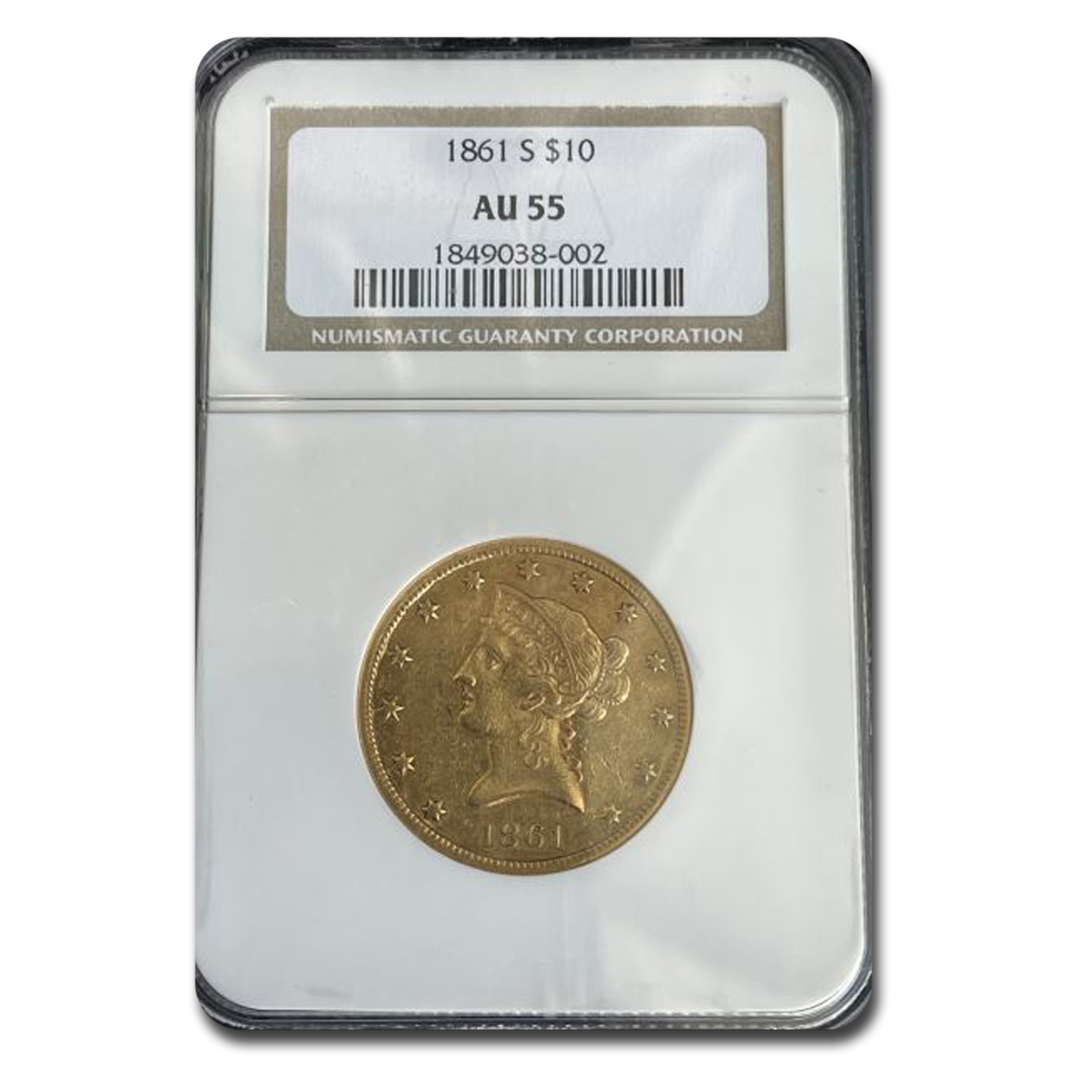 Buy 1861-S $10 Liberty Gold Eagle AU-55 NGC