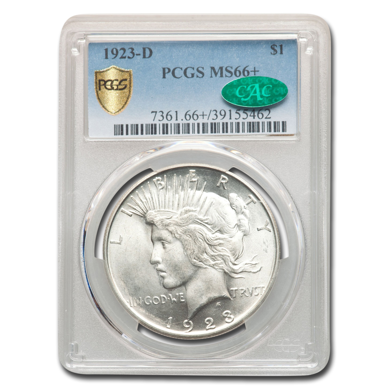 Buy 1923-D Peace Dollar MS-66+ PCGS CAC