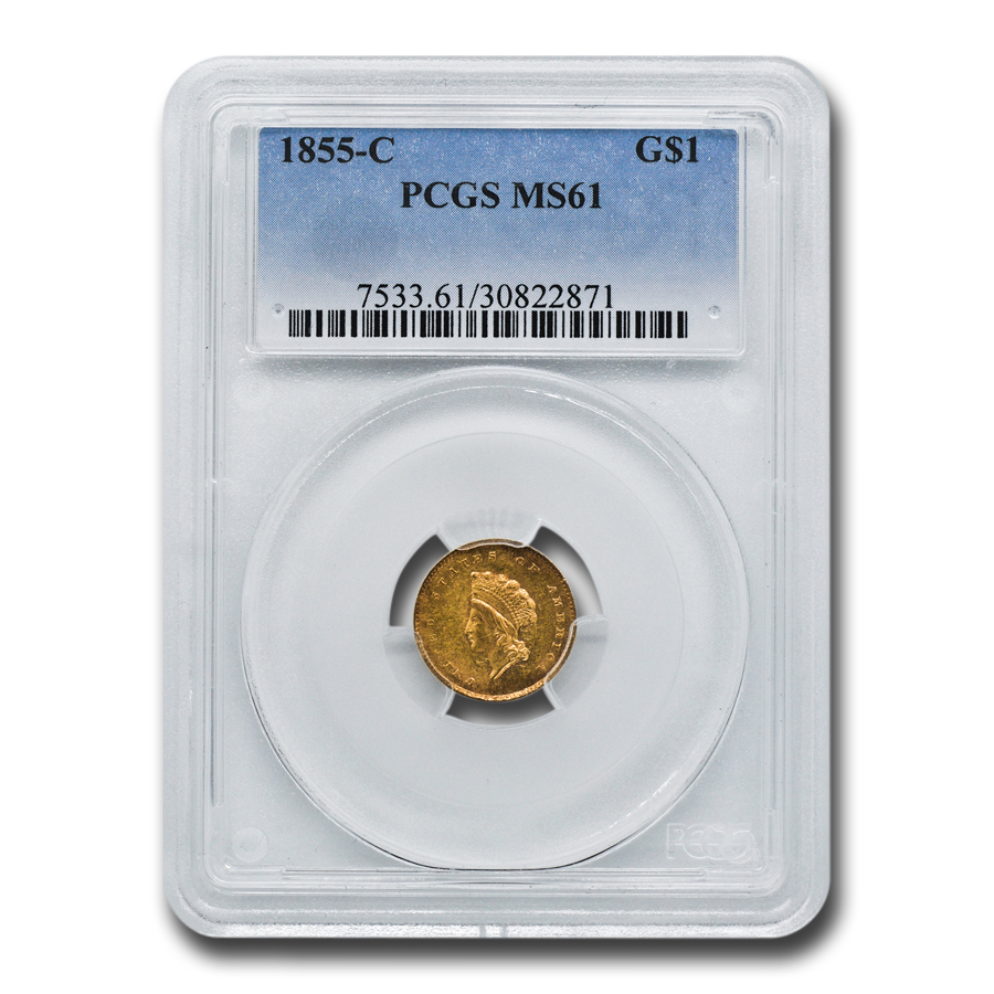 Buy 1855-C $1 Indian Head Gold Dollar MS-61 PCGS