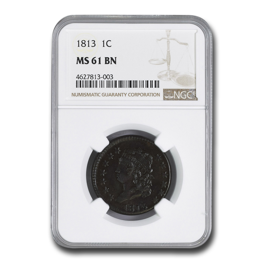 Buy 1813 Large Cent MS-61 NGC (Brown)