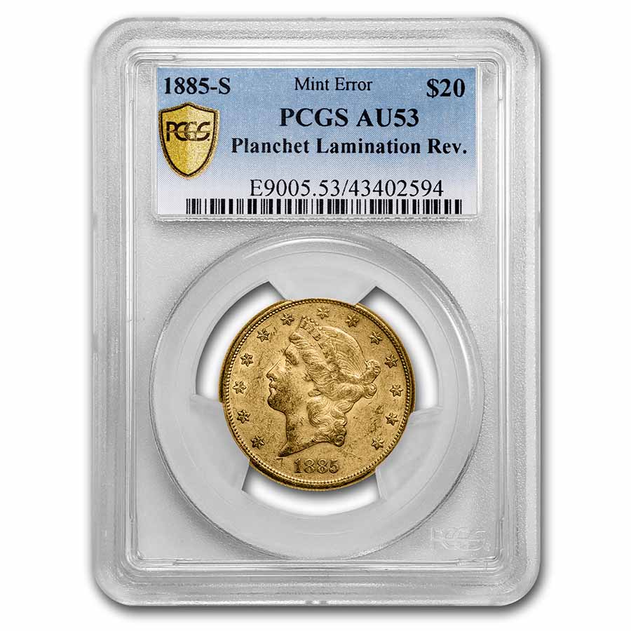 Buy 1885-S $20 Liberty Gold Double Eagle AU-53 PCGS (Mint Error)