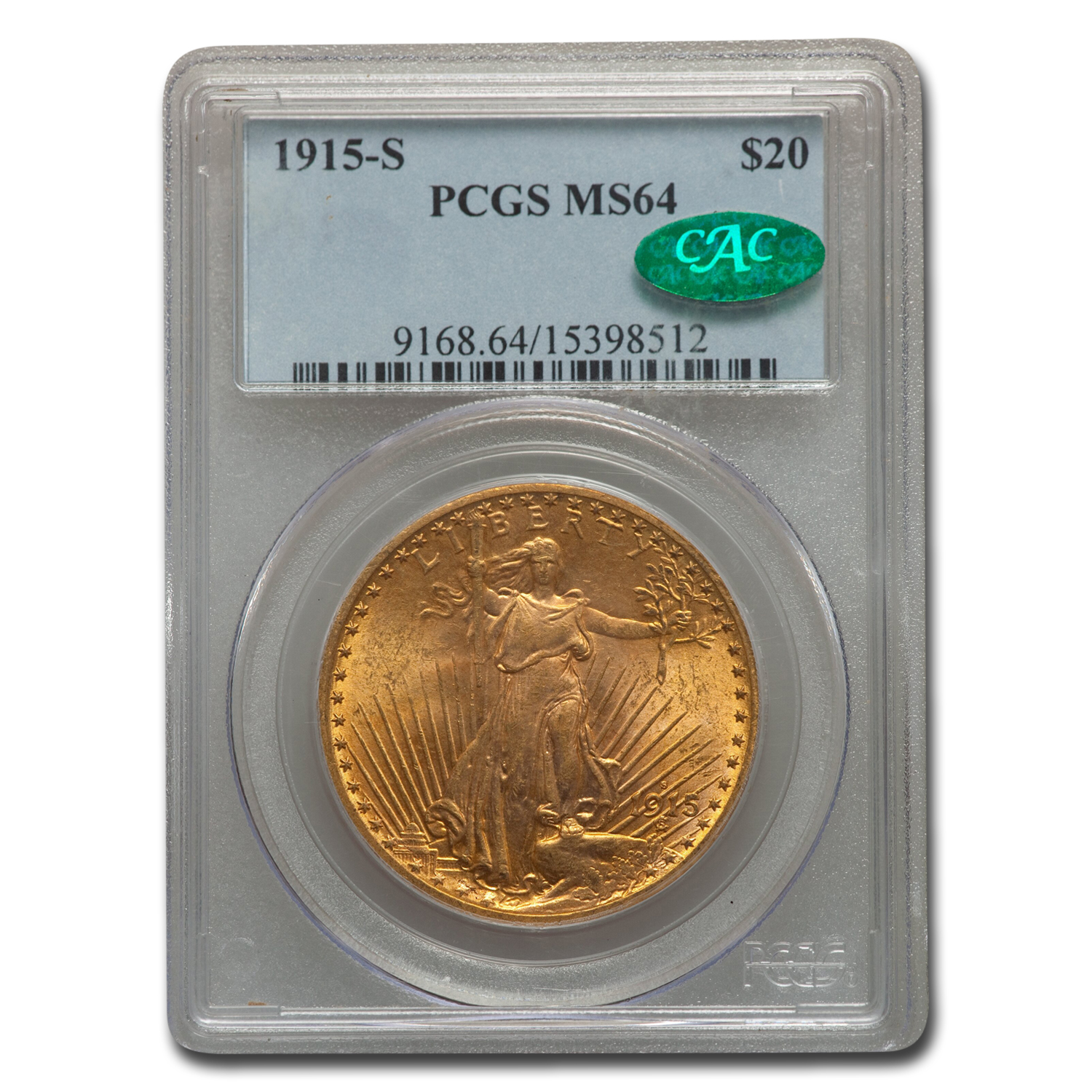 Buy 1915-S $20 Saint-Gaudens Gold Double Eagle MS-64 PCGS CAC