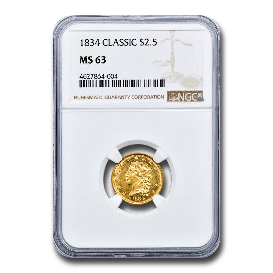 Buy 1834 $2.50 Classic Head Gold Quarter Eagle MS-63 NGC
