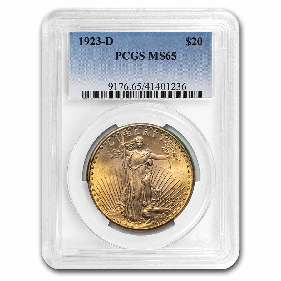 Buy 1923-D $20 Saint-Gaudens Gold Double Eagle MS-65 PCGS