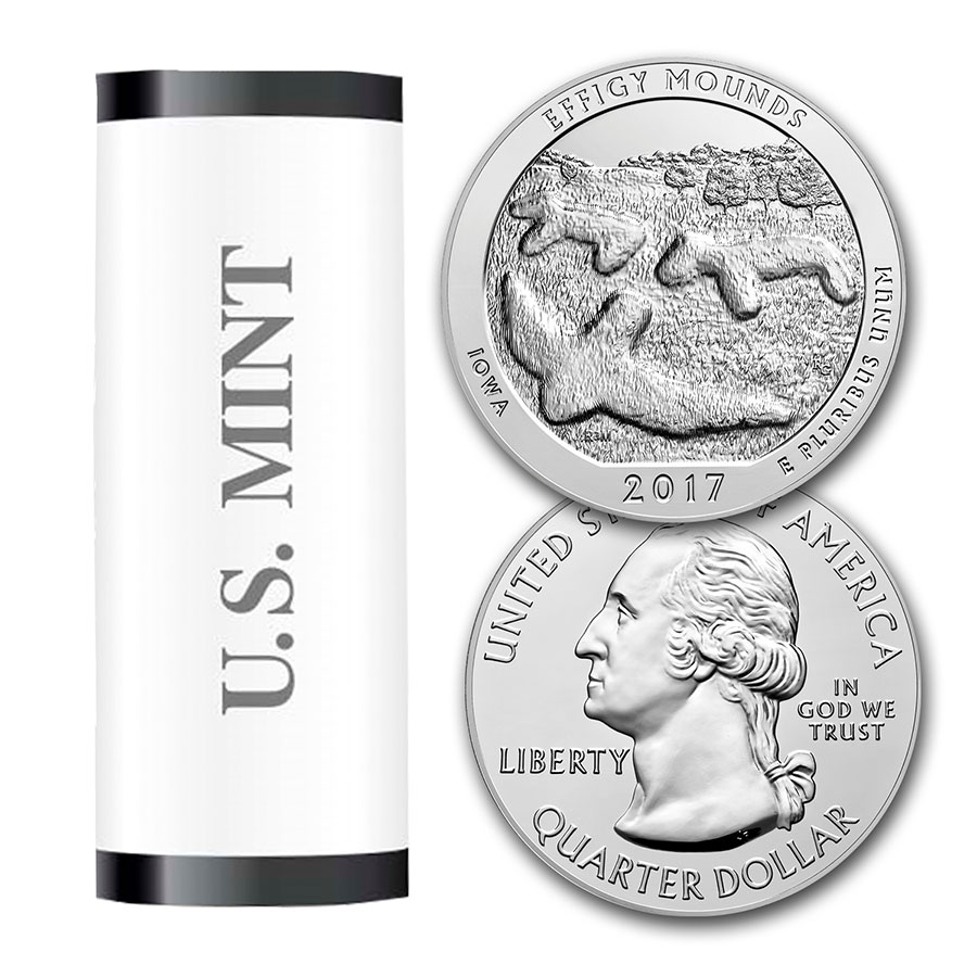 Buy 2017-P ATB Quarter Effigy Mounds 40-Coin Roll BU (Mint Wrapped)