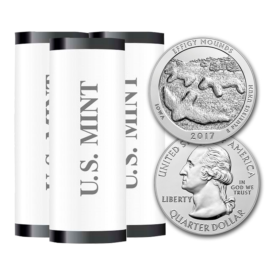 Buy 2017-PDS ATB Quarter Effigy Mounds 40-Coin (3 Roll Set) BU