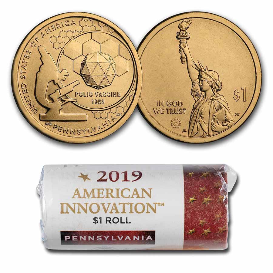 Buy 2019-D American Innovation $1 Polio Vaccine ($25 Roll) (PA)