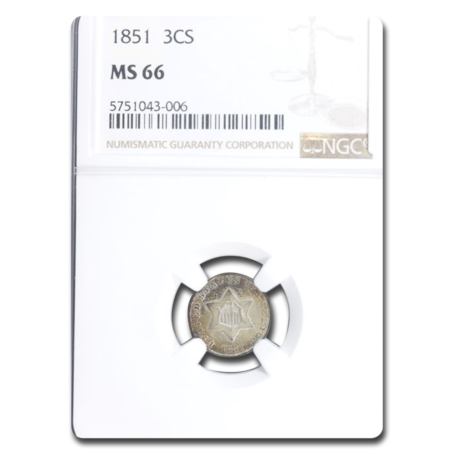 Buy 1851 Three Cent Silver MS-66 NGC
