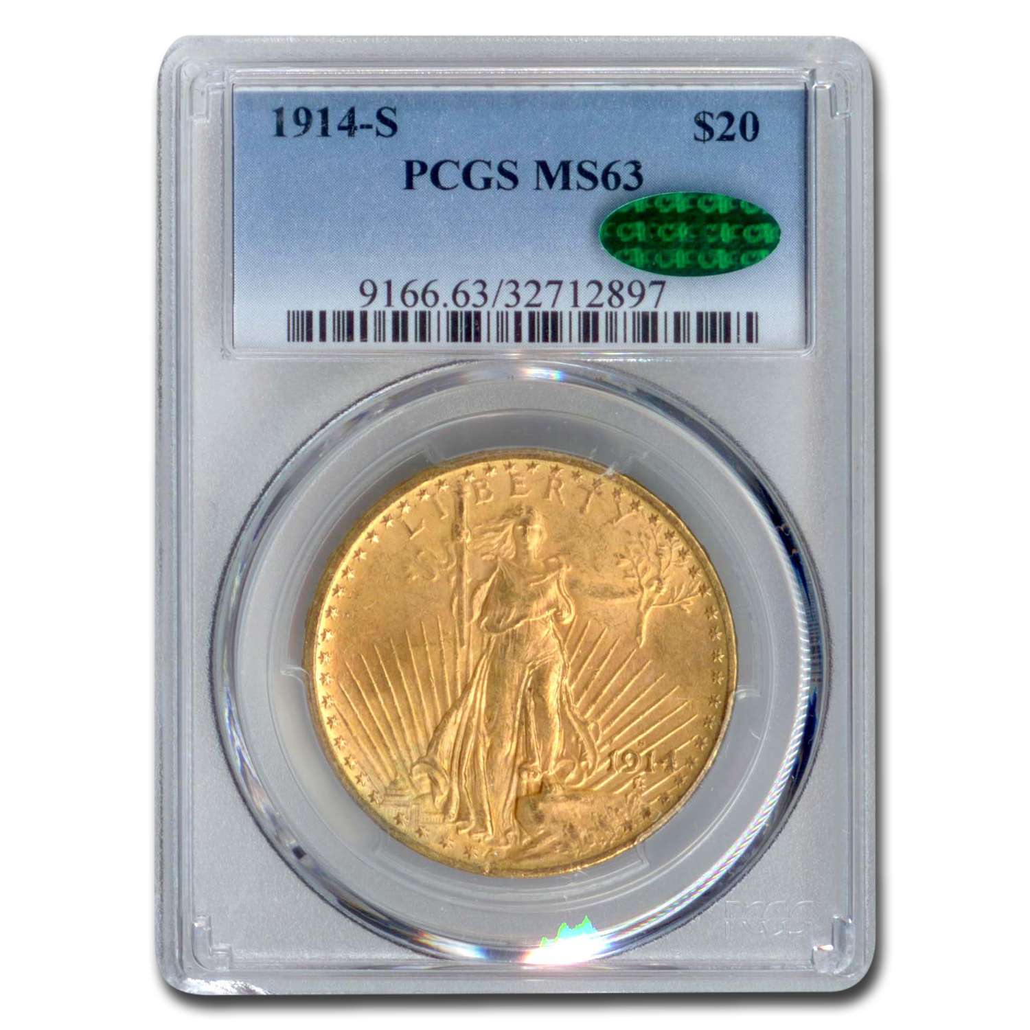 Buy 1914-S $20 Saint-Gaudens Gold Double Eagle MS-63 PCGS CAC