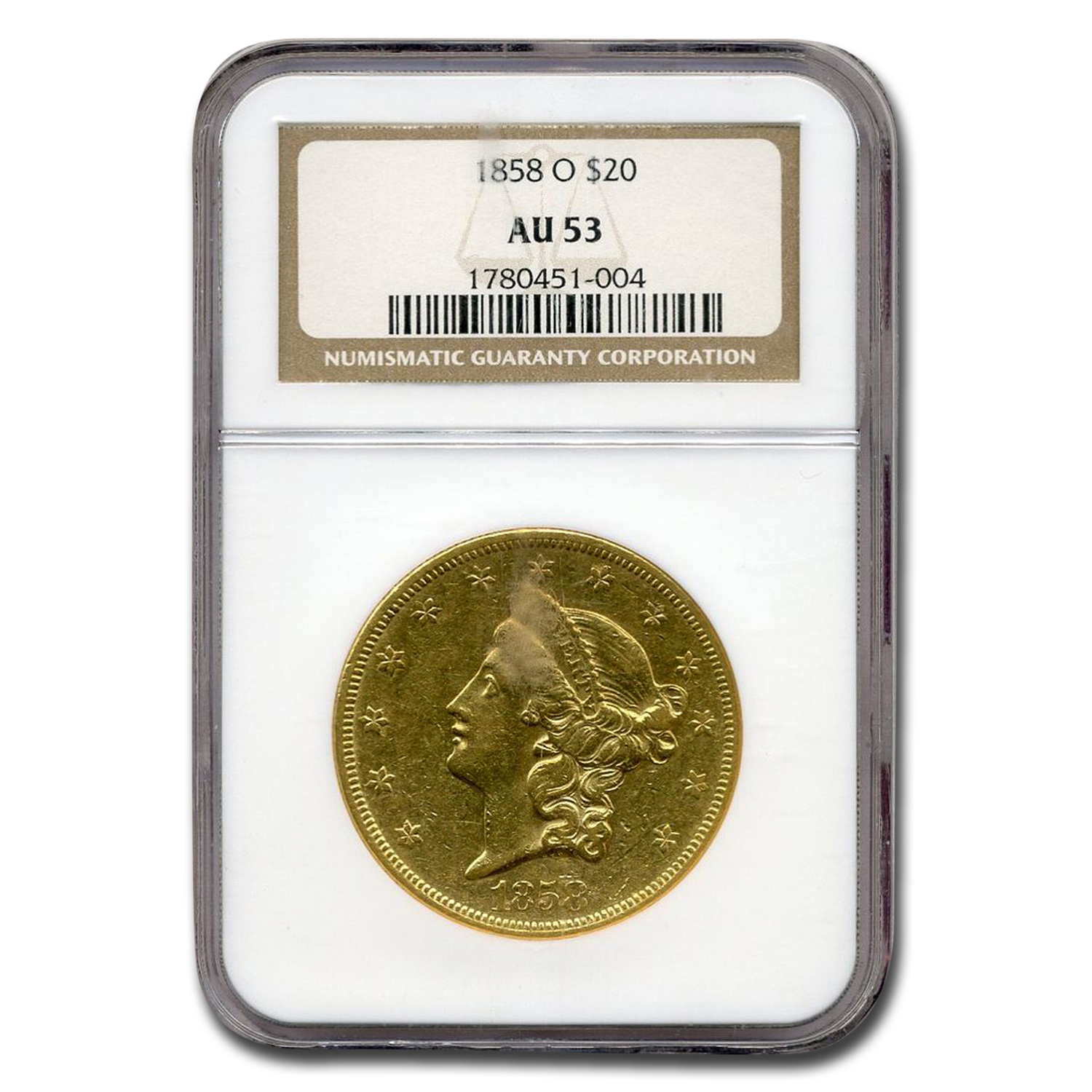 Buy 1858-O $20 Liberty Gold Double Eagle AU-53 NGC