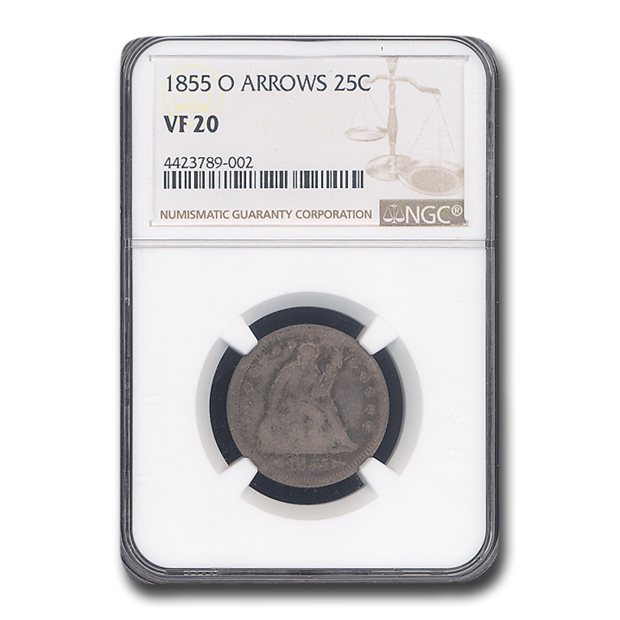 Buy 1855-O Liberty Seated Quarter VF-20 NGC (Arrows)