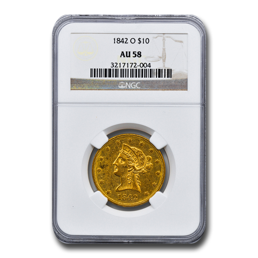 Buy 1842-O $10 Liberty Gold Eagle AU-58 NGC