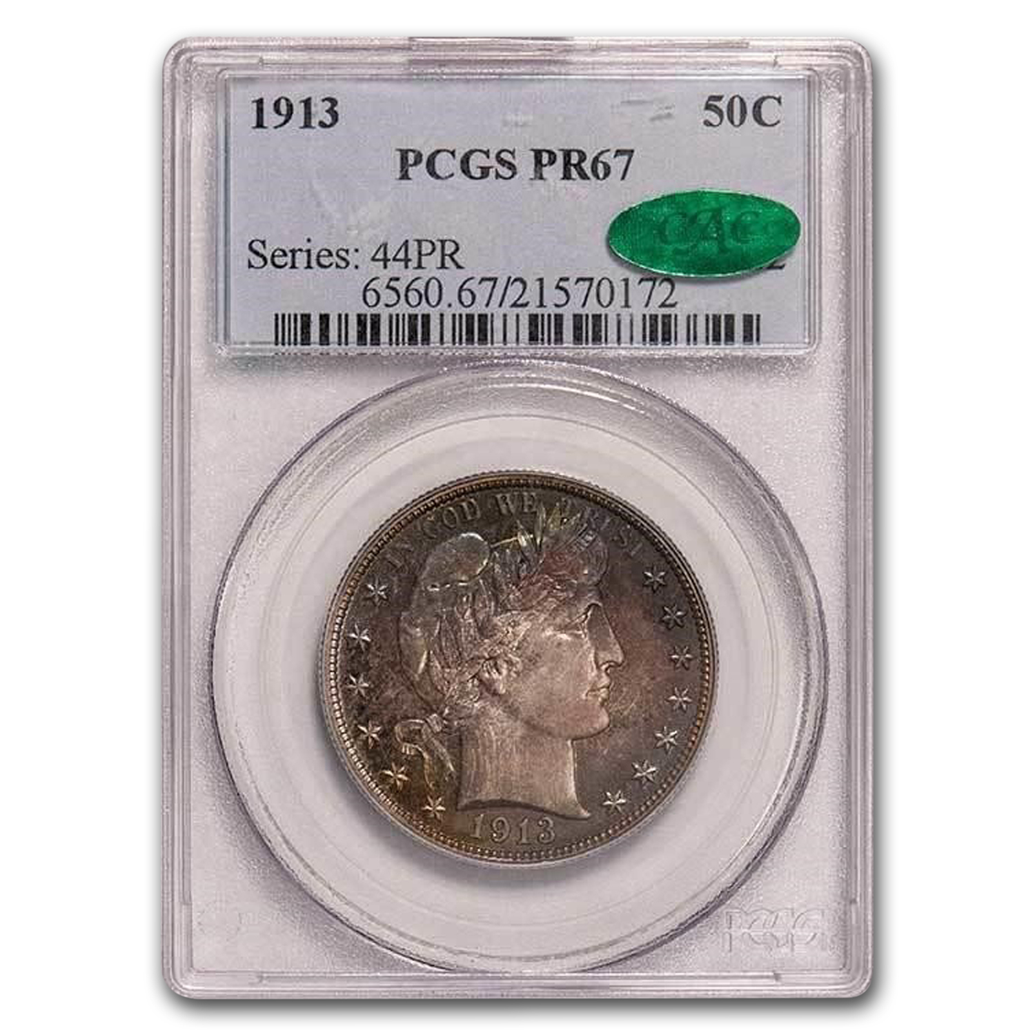 Buy 1913 Barber Half Dollar PR-67 PCGS CAC