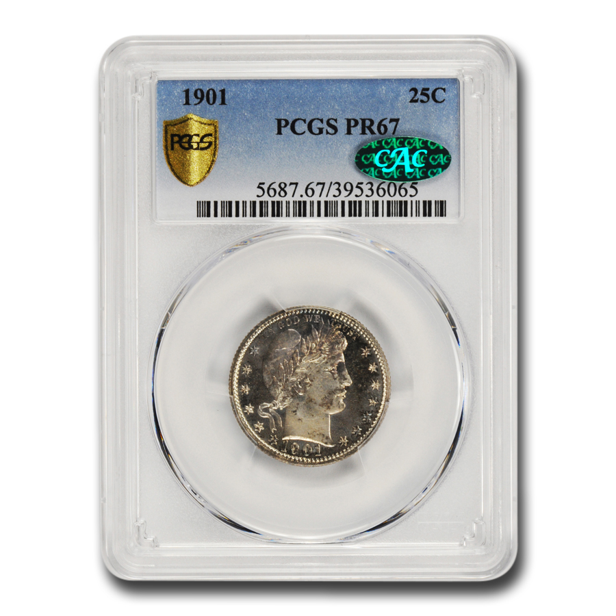 Buy 1901 Barber Quarter PR-67 PCGS CAC