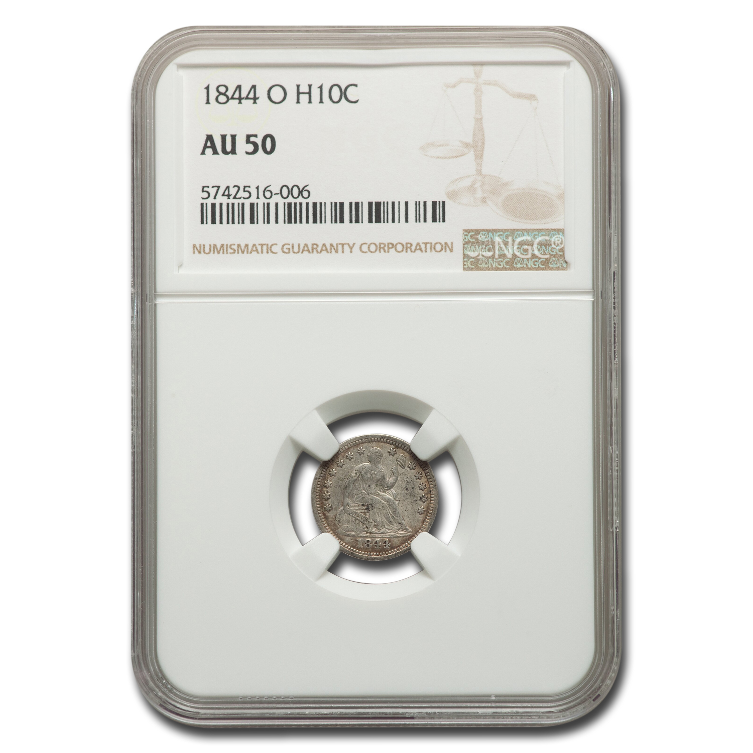 Buy 1844-O Liberty Seated Half Dime AU-50 NGC