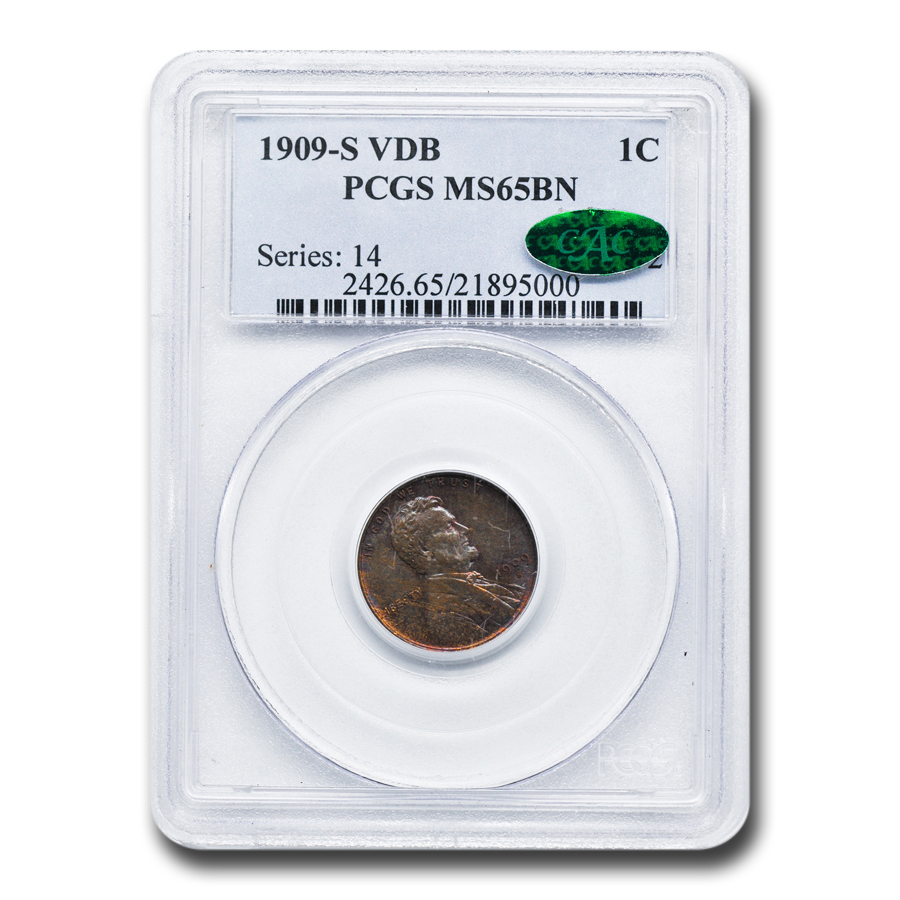 Buy 1909-S VDB Lincoln Cent MS-65 PCGS CAC (Brown)