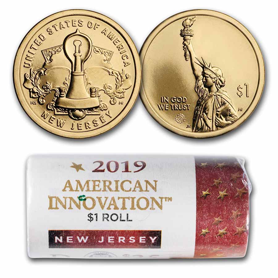 Buy 2019-D Amer Innov $1 Edisons Light $25 Roll NJ