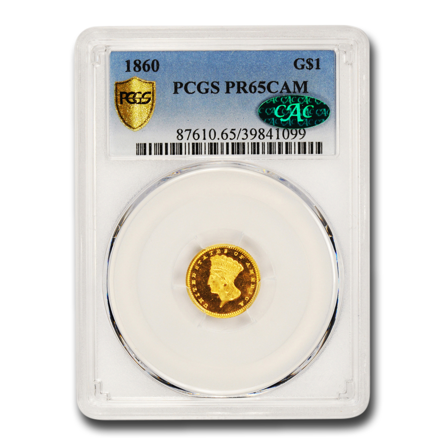 Buy 1860 $1 Indian Head Gold Dollar PR-65 Cameo PCGS CAC