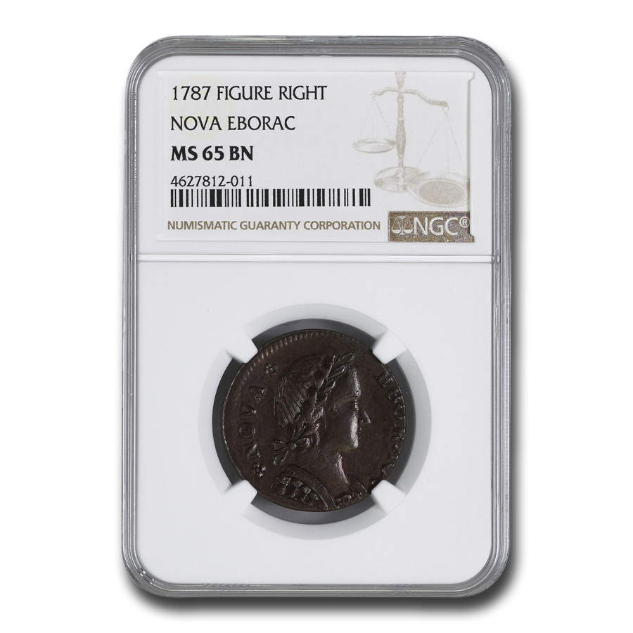 Buy 1787 Nova Eborac Copper MS-65 NGC (Brown, Figure Right)