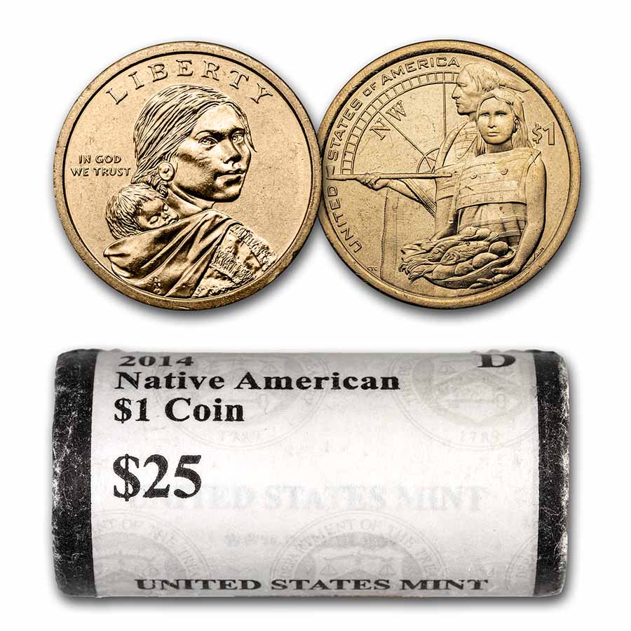 Buy 2014-D Native Amer. $1 - Native Hospitality (25 Coin Roll) BU - Click Image to Close