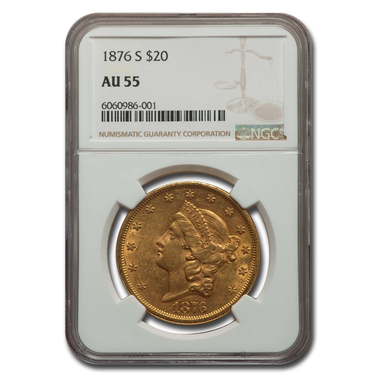 Buy 1876-S $20 Liberty Gold Double Eagle AU-55 NGC